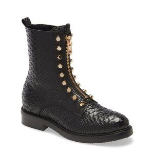 Jeffrey Campbell Tonette Black Studded Zip Boot (Women) 8.5M, in BLACK SNAKE